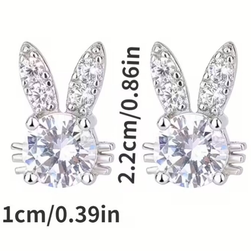 Rhinestone Easter Bunny Earrings Z105
